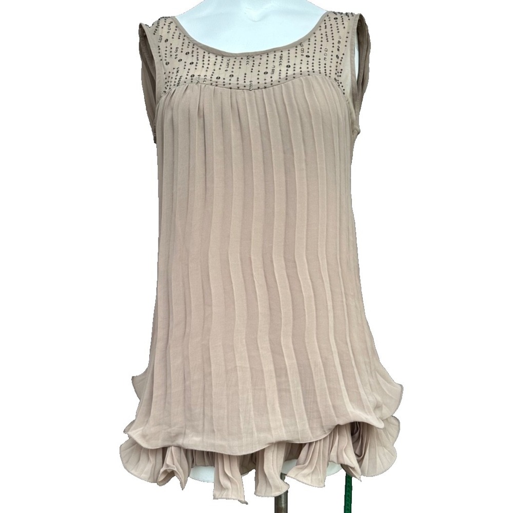 Double Zero M Champagne Sequin Ruffle Mini Dress Sleeveless Party Glam Flirty